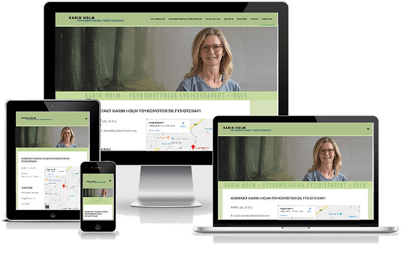 Hjemmeside designet til psykomotorisk fysioterapeut - Karin Holm - Oslo Norge