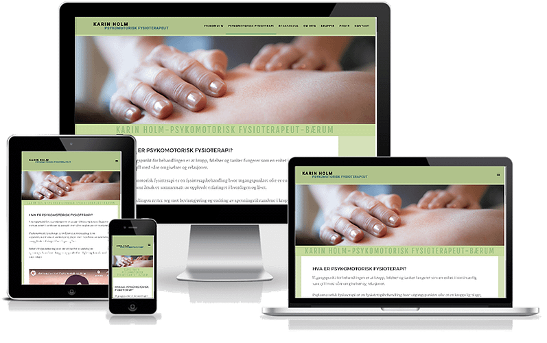 Hjemmeside designet til psykomotorisk fysioterapeut - Karin Holm - Oslo Norge
