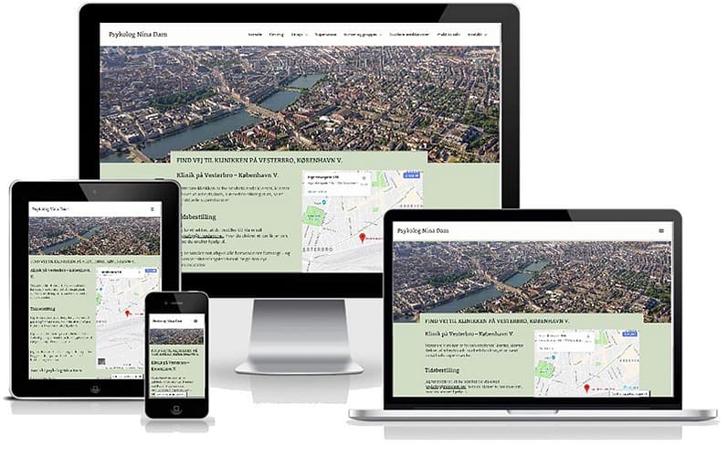 Hjemmeside designet til psykolog Nina Dam - Vesterbro - Kbh V