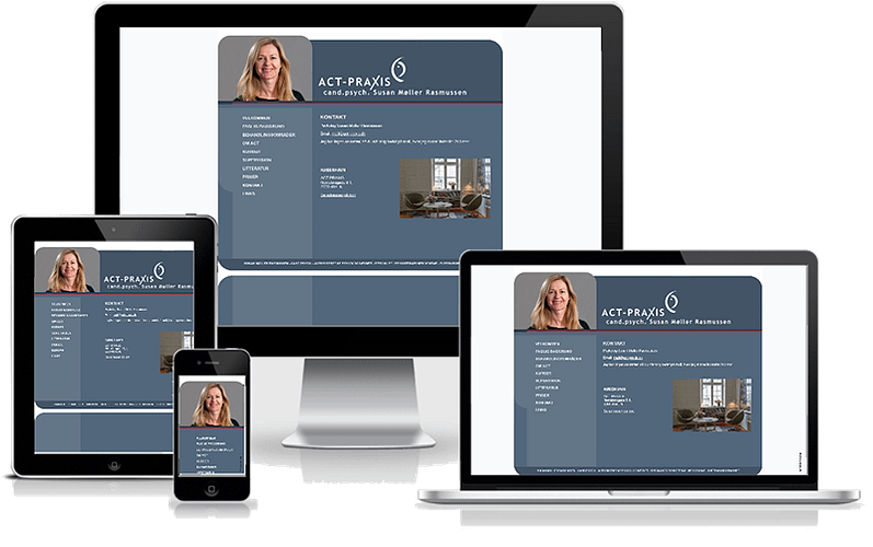Hjemmeside designet til psykolog Susan Møller rasmussen - ACT-Praxis - København